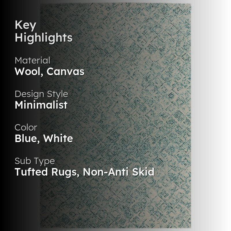 Timeless Textures Hand Tufted Wool Rug - Teal & White media 2