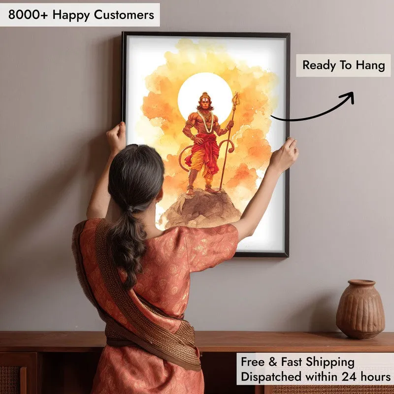 Sri Hanuman with Sun Aura II Archival Paper Wall Art media 5