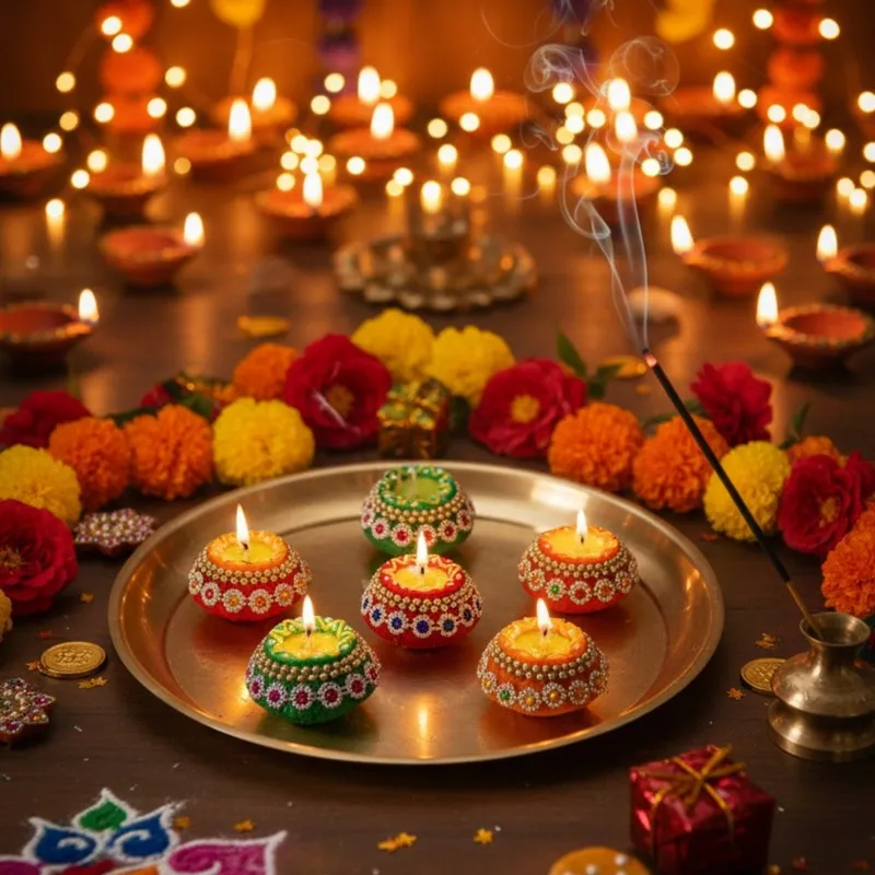 Glowmira Terracota Diyas - Set Of Six media 1