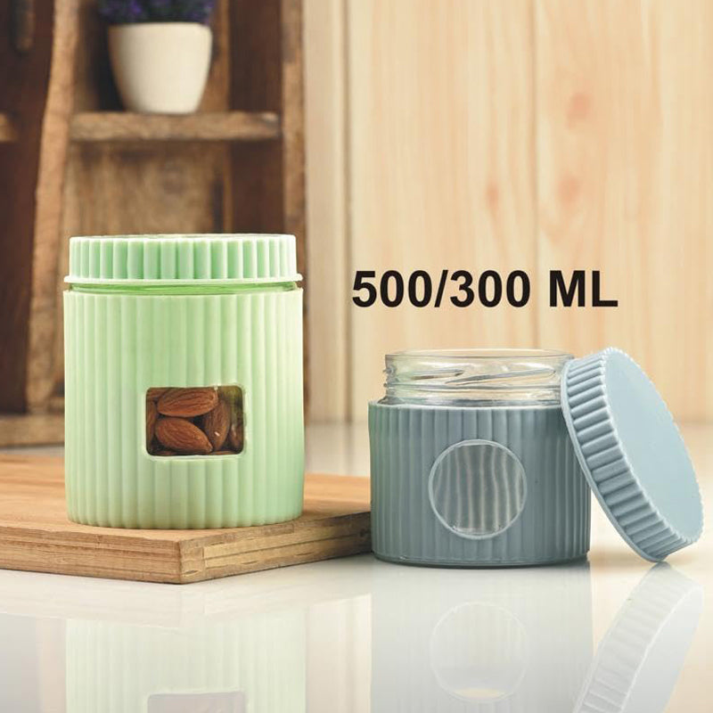 Nutty Safe Airtight Jar (Green,Grey/500,300 mL) - Set Of Two media 4