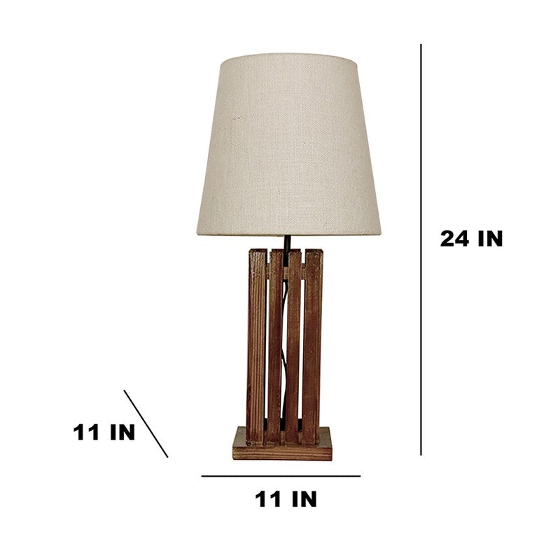 Ivory Beam Wooden Table Lamp media 8