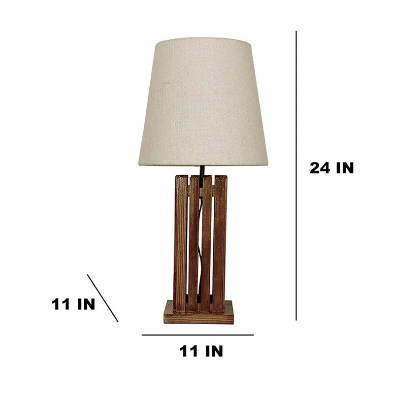 Ivory Beam Wooden Table Lamp media 8