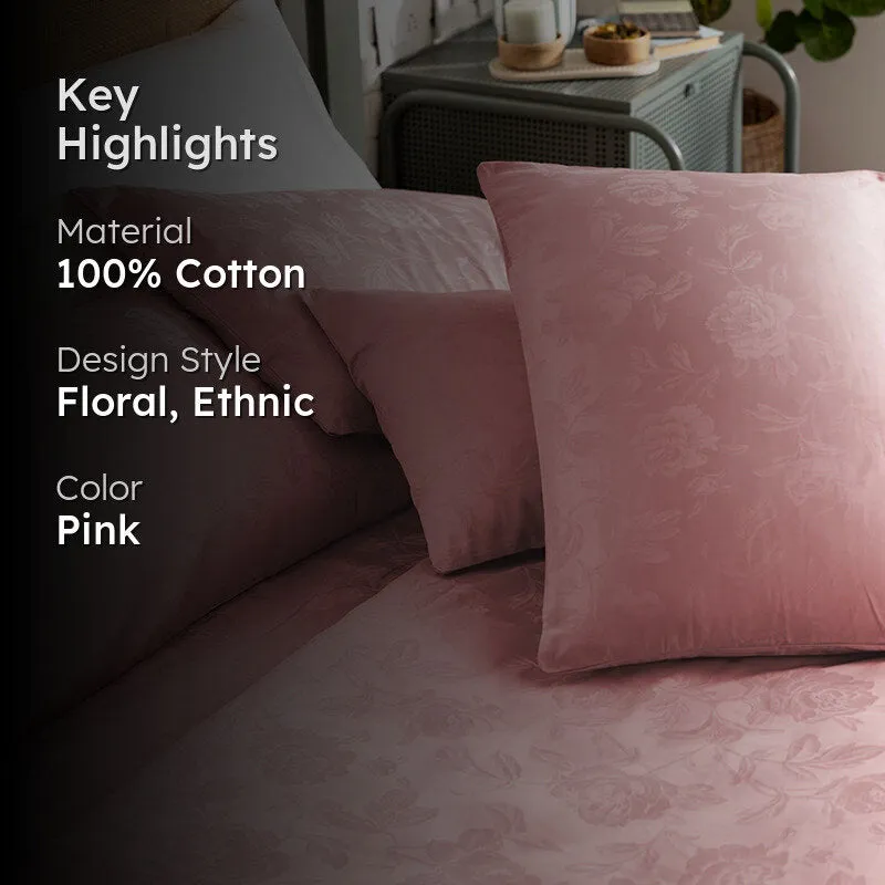 Blooming Rose Jacquard Pillow Cover (Cameo Rose) - Set Of Two media 2