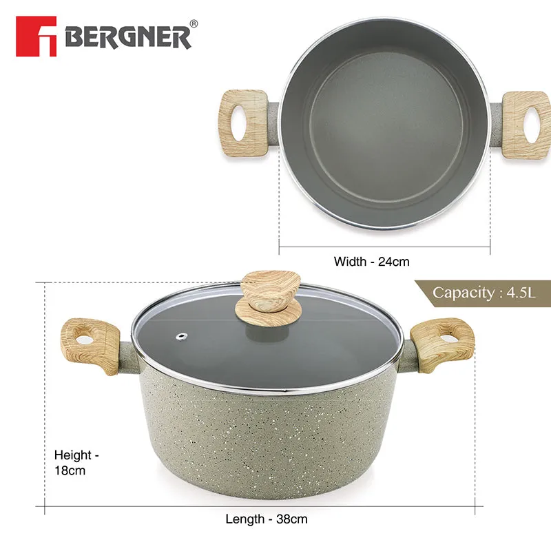 Bergner Ever Glide Induction Safe Non-Stick Cooking Pot With Lid - 4500 mL/24 cm media 8