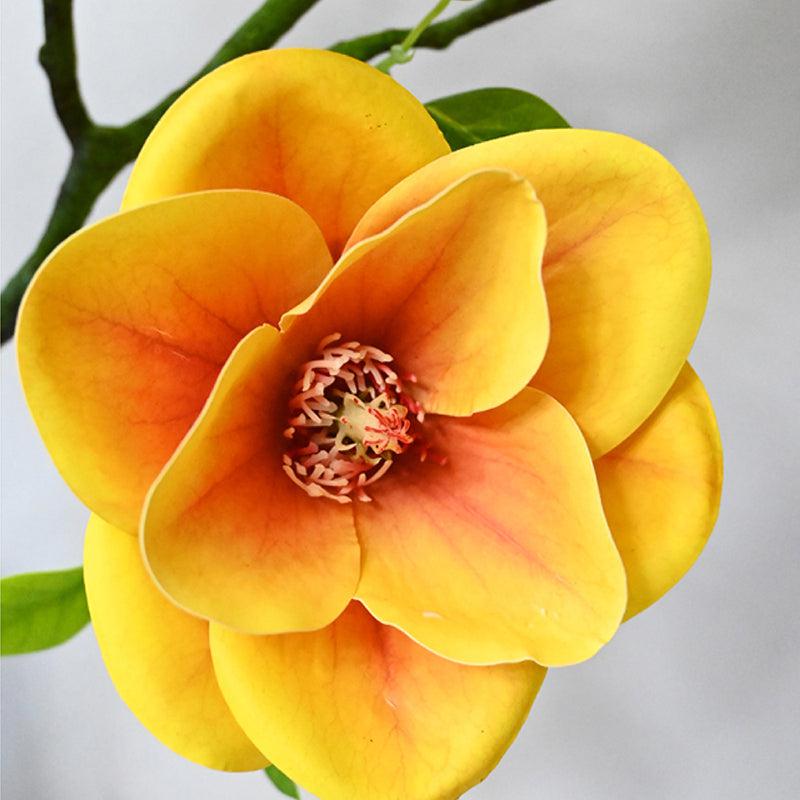 Artificial Magnolia Flower Stick - Yellow & Brown media 4