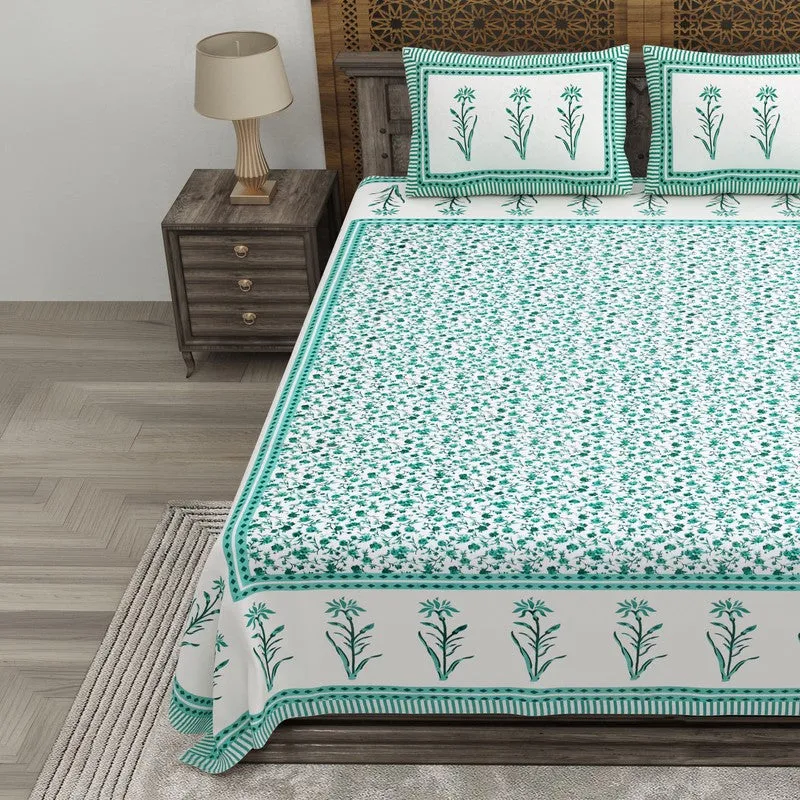 Vinea Cotton Bedsheet (Blue,White) - 240 TC media 3