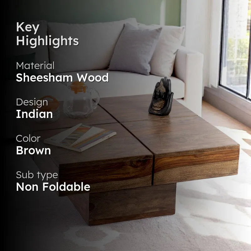 Tervo Sheesham Wooden Center Table - Brown media 2