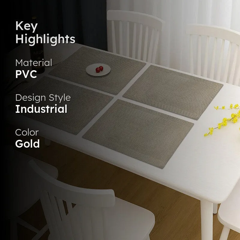 Onyxa Golden Rectangle PVC Table Mats - Set Of Four media 2