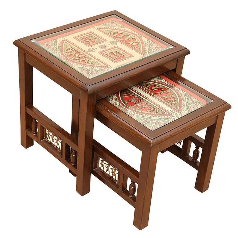 Myna Teak Wood Nesting Stools - Set of Two media 5