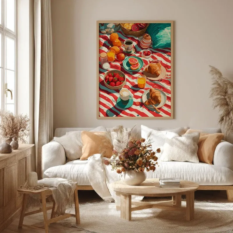 Sunstripe Feast Canvas Wall Painting - Brown Frame media 4