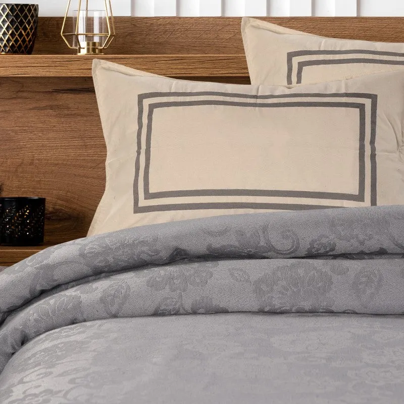 Floral Aura Cotton Bedsheet (Grey) - 224 TC media 4