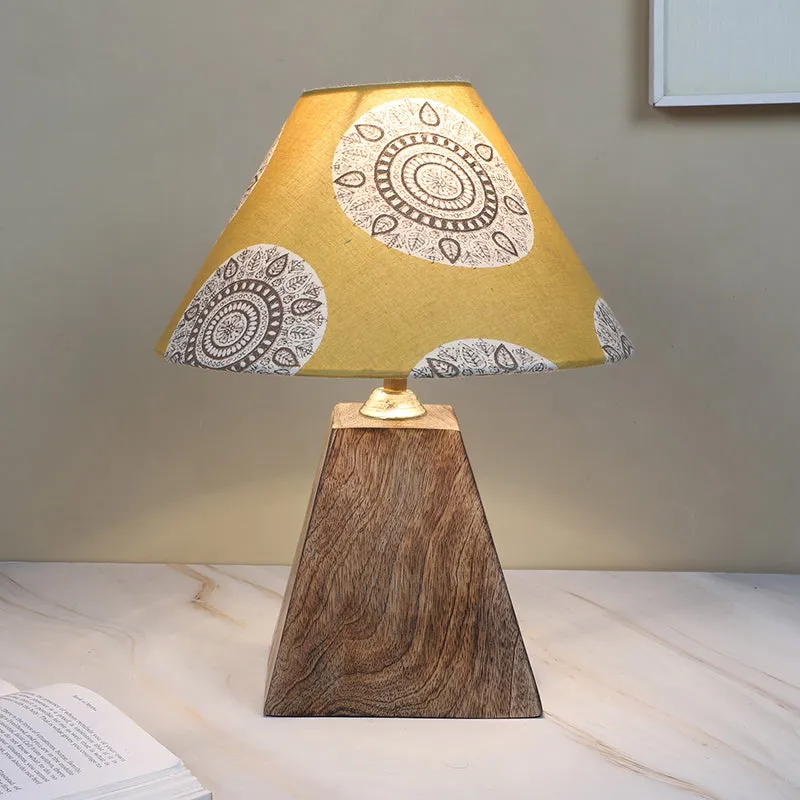 Mandala Merry Obelisk Printed Mango Wood Table Lamp - Brown,Yellow,White media 1