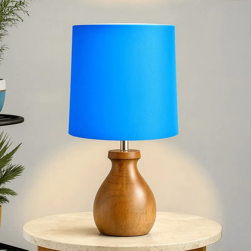 Eleera Wooden Table Lamp - Blue,Brown media 1