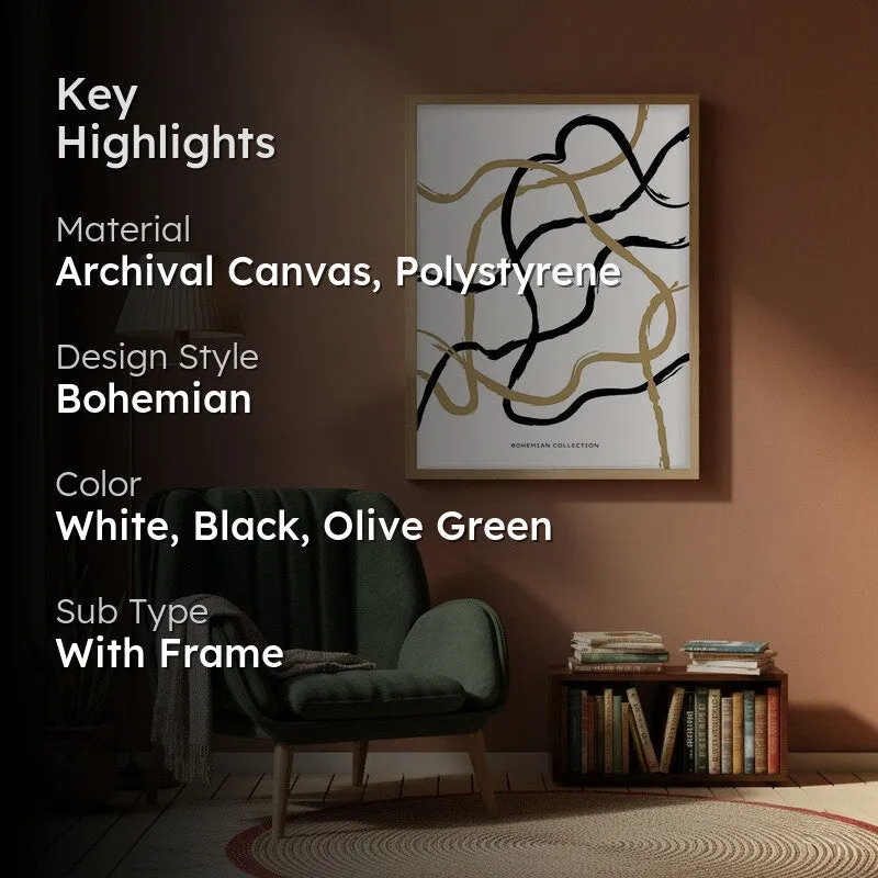 Measured Curve Canvas Wall Painting With Brown Frame media 2