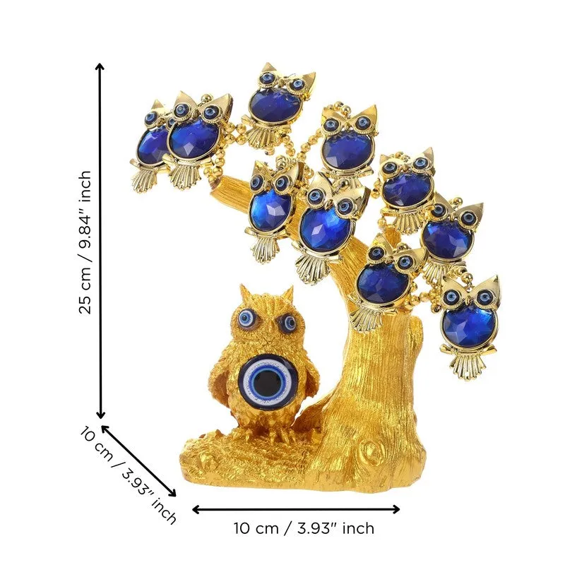 Sapphire Owl Evil Eye Resin Showpiece media 5