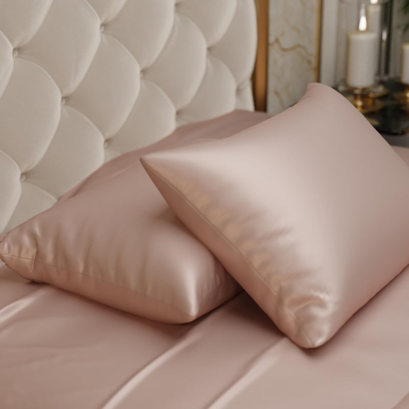 Glowzy Satin Pillow Cover (Beige) - Set of Two - 18 x 27 Inches