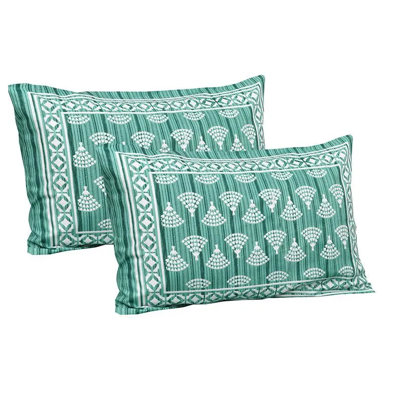 Sthethu Ethnic Cotton Bedsheet (Green) - 180 TC media 4