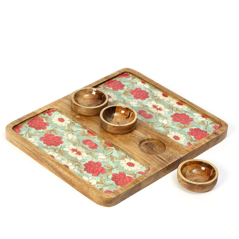 Fleur Aqua Mango Wood Platter (30 mL) - Four Piece Set media 6
