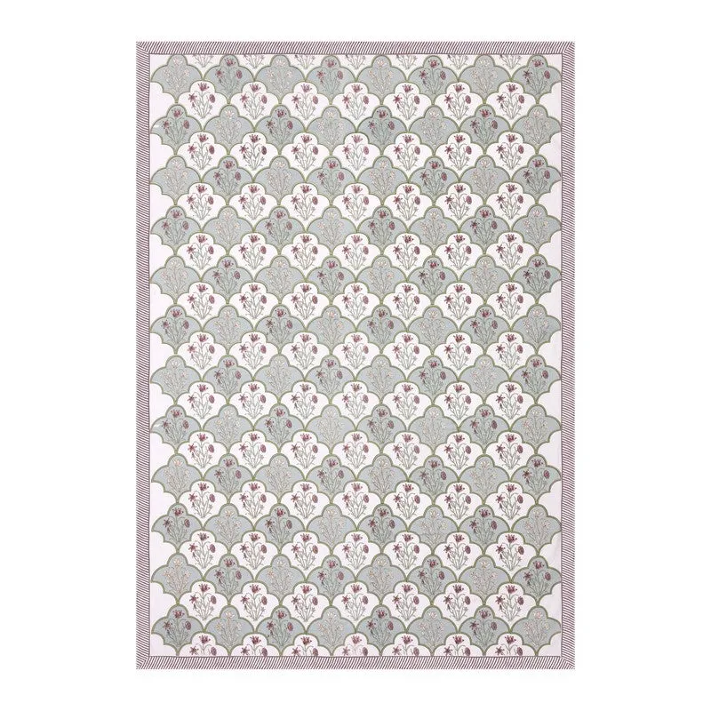 BlossomLine Cotton Table Cover - Sage Green,Pink media 5