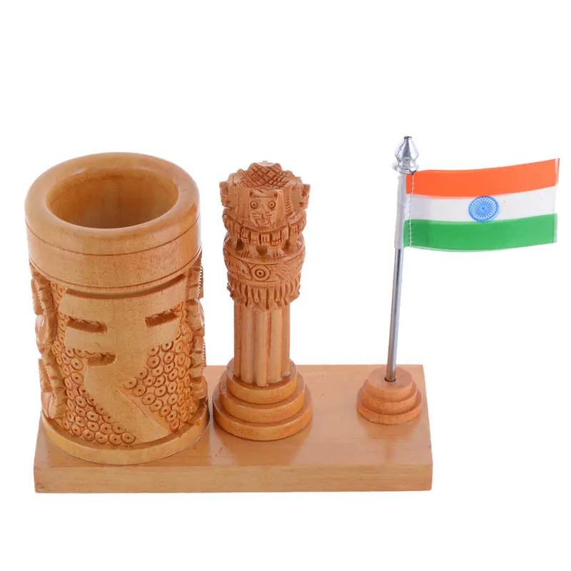 Rupee & Republic Wood Pen Stand media 3