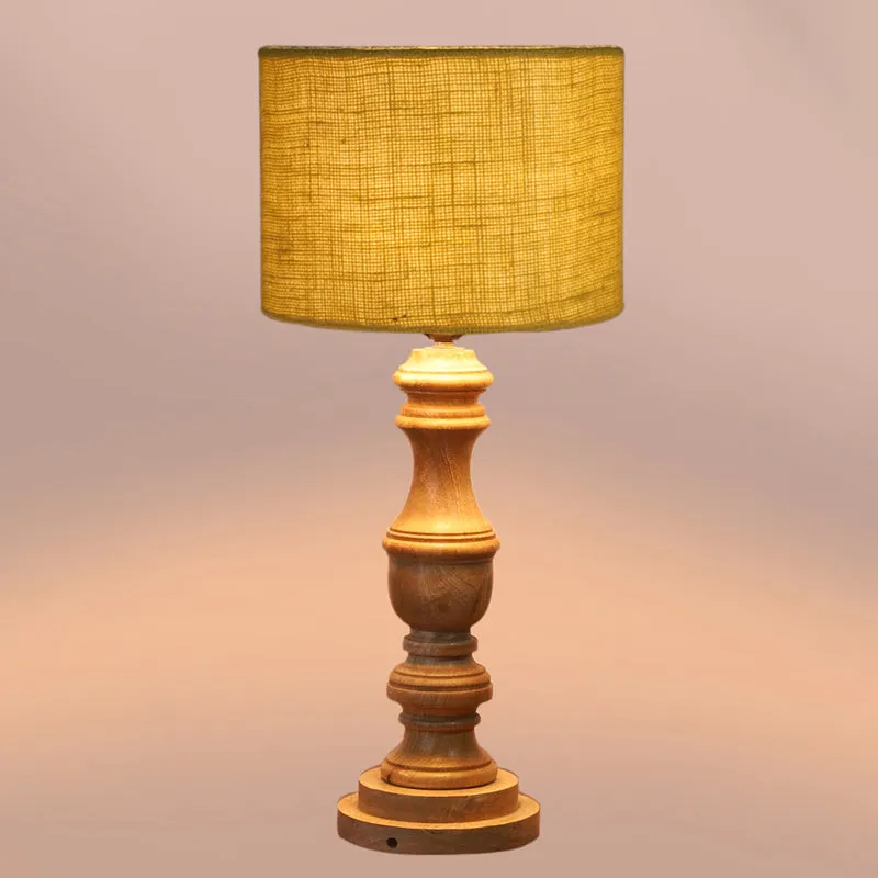 Sienna I Carve Wooden Table Lamp - Yellow,Brown media 4