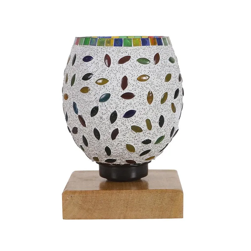 Twinkle Mosaic Glass Table Lamp With Wooden Base - Multicolor media 5