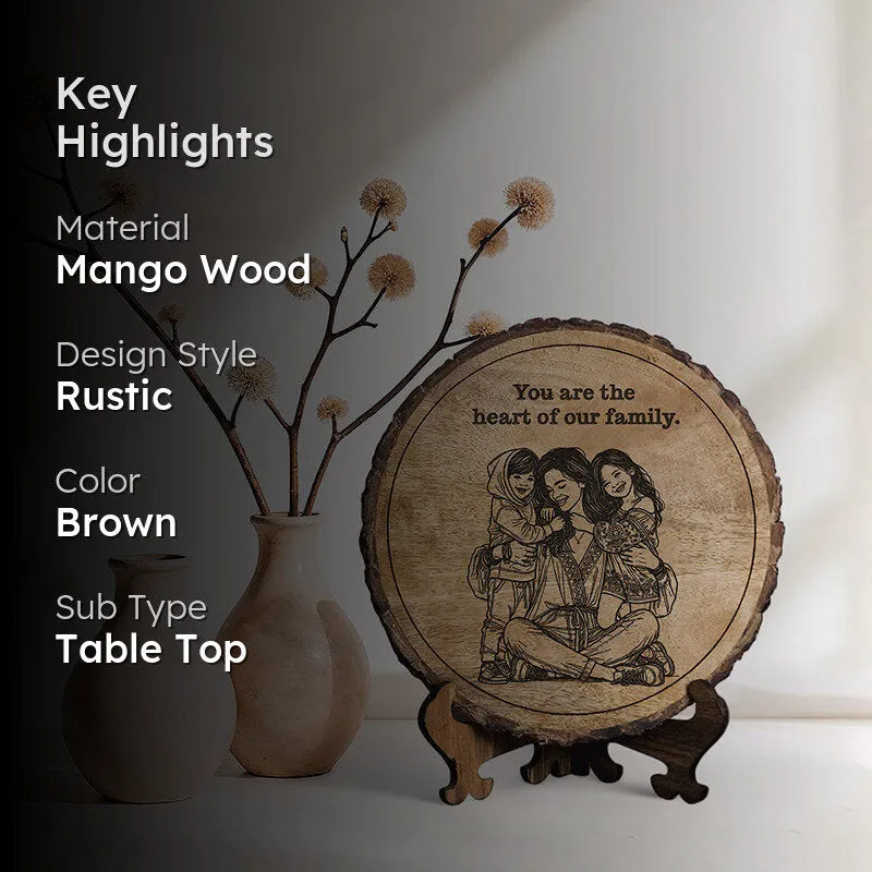 The Heart Of Our Family Wood Showpiece - Round media 2