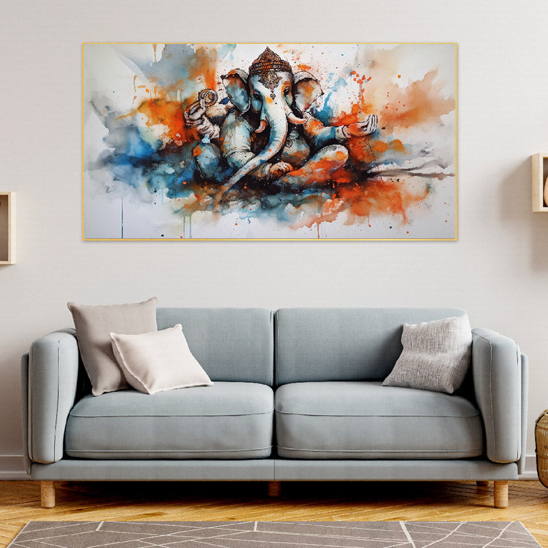 Ganesha Color Spaltter Canvas Wall Painting
