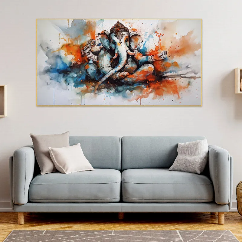 Ganesha Color Spaltter Canvas Wall Painting media 1