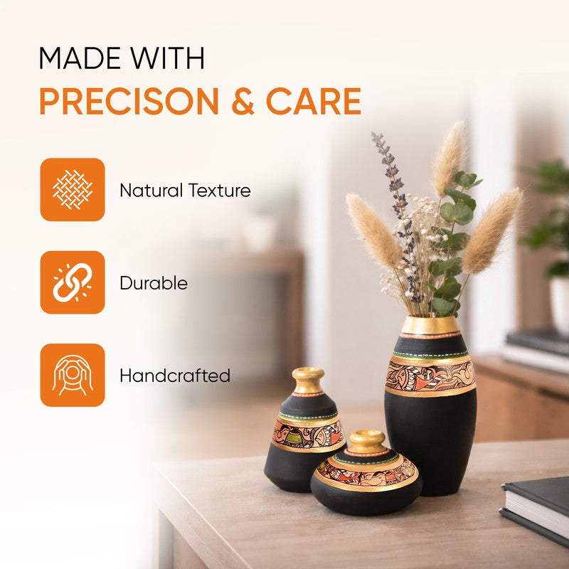 Poshell Tribal Terracotta Vase - Set Of Three media 11