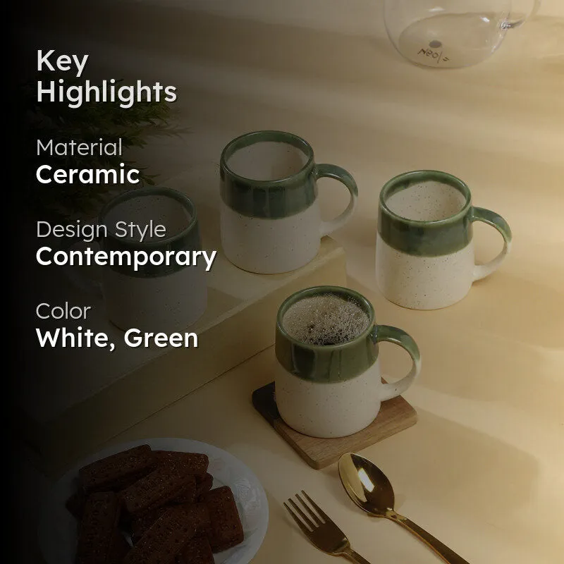 Bliss Ceramic Coffee Mug (300 mL Each,Green) - Set Of Four media 2