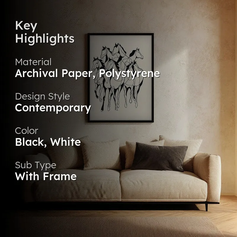 Horse in Harmony Wall Painting With Black Frame media 2