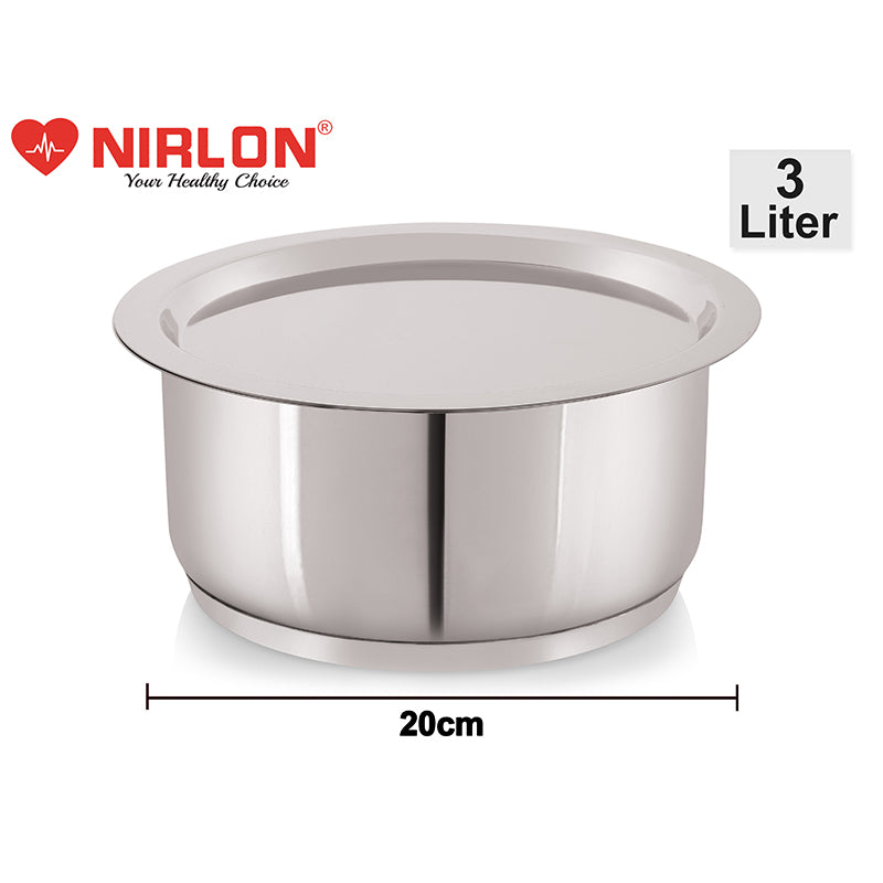 Nirlon Stainless Steel Pateela With Lid - 3000 mL/8 Inches media 3