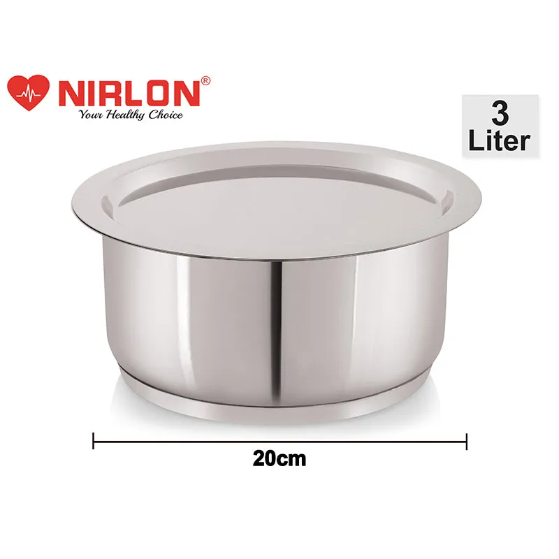 Nirlon Stainless Steel Pateela With Lid - 3000 mL/8 Inches media 3