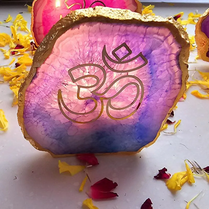 Festive Om Tealight Candle Holder - Violet media 3