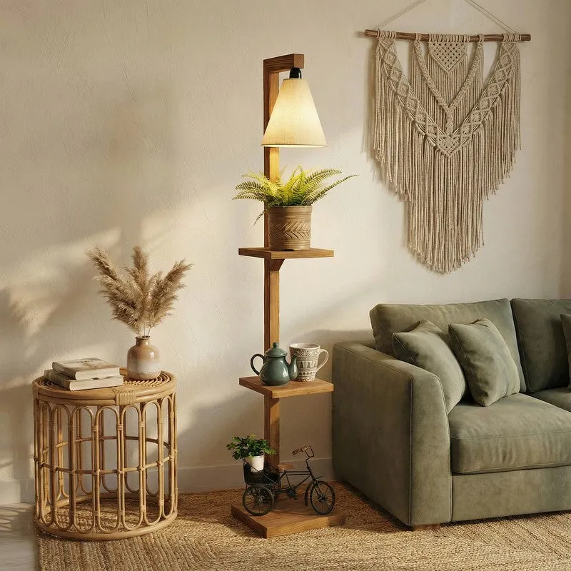 Canova Shelf Wooden Floor Lamp media 3