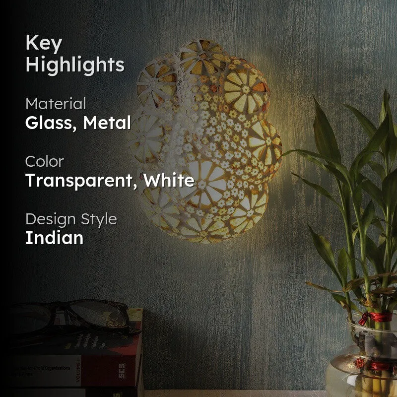 Mangalam Ganesha Glass Wall Lamp - White media 2