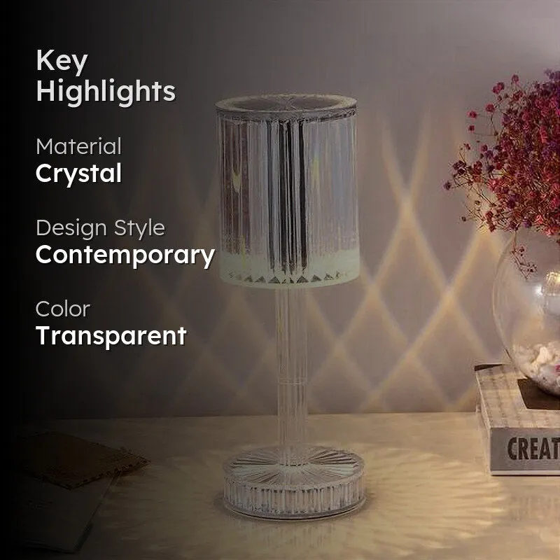 Opal Light Painted Crystal LED Table Lamp - Transparent media 2