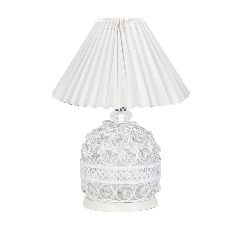 RusticAura Wooden Bedside Metal Table Lamp - White media 4