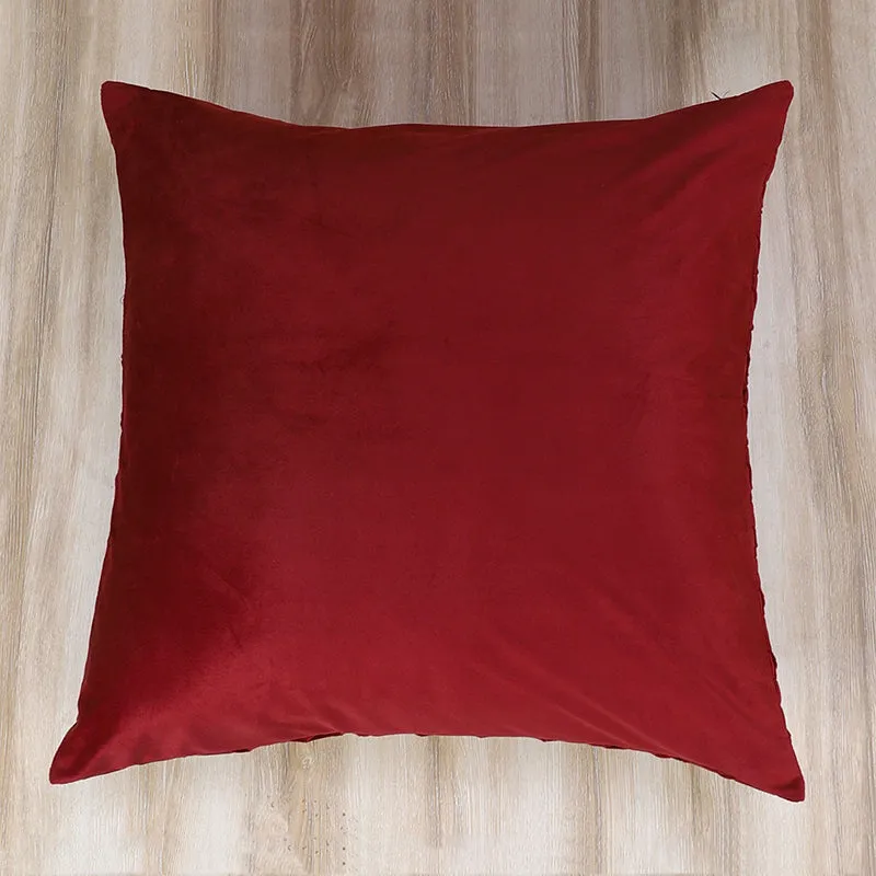 Swayam Lohita Pintex Velvet Cushion Cover (Red) - Set of Two media 4