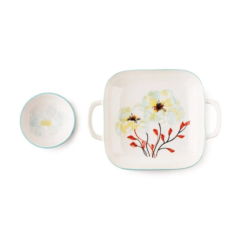 Saffron I Porcelain Platter with Dip Bowl - Four Piece Set media 4