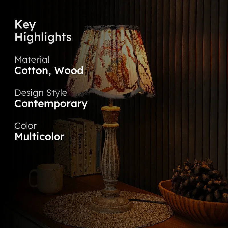 Meadowrust Wooden Base Cotton Table Lamp - Multicolor media 2