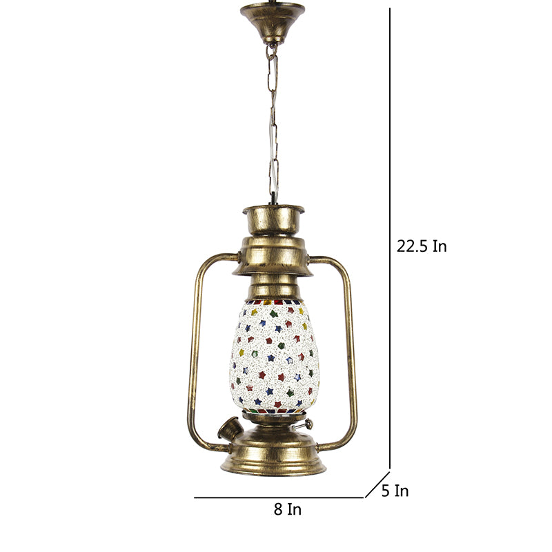 Divyara Mosaic Lantern Glass Ceiling Lamp - Gold media 5