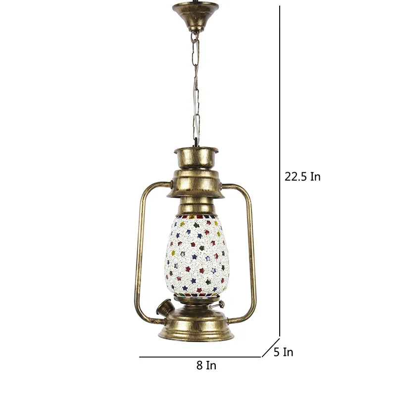 Divyara Mosaic Lantern Glass Ceiling Lamp - Gold media 5