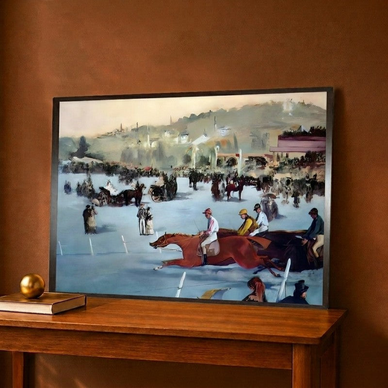 Races At The Bois De Boulogne Canvas Wall Painting - 18 x 12 Inches