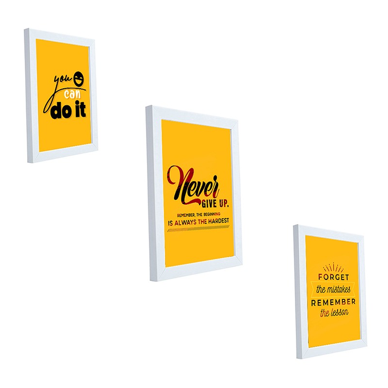 Never Give Up Yellow Wall Art - Set Of Three media 3