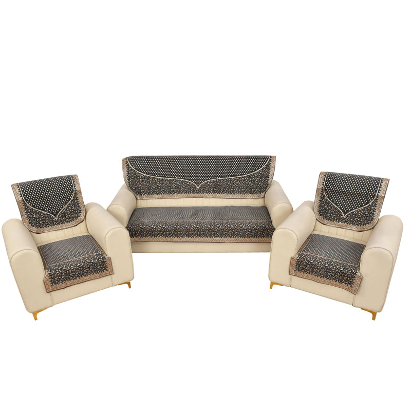 Petite Leaves Chenille Sofa Cover - Grey media 9