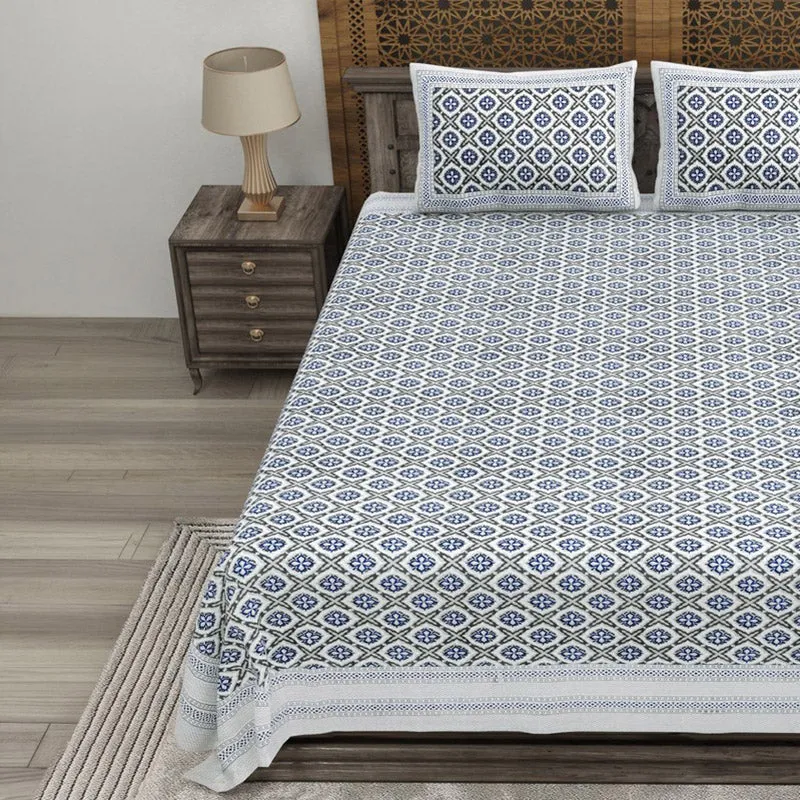 Forma Cotton Bedsheet (Grey,Blue) - 240 TC media 3