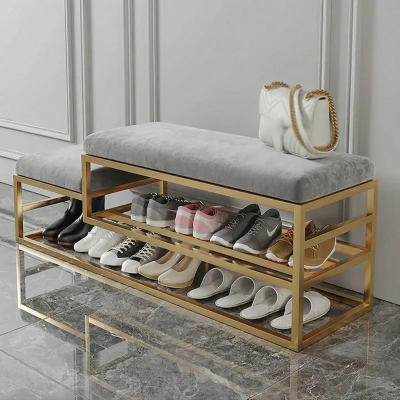 Spacious Metal Shoe Rack - Gold,Grey media 6