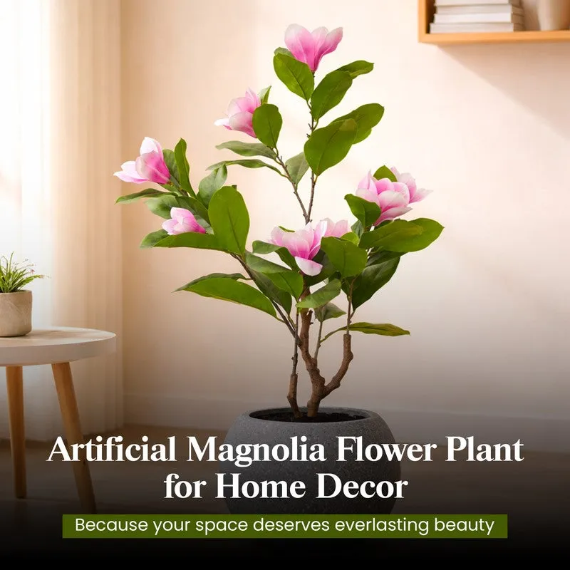 Bloom Grace Magnolia Artificial Plant With Black Plastic Pot - 91 cm (3 ft) media 9